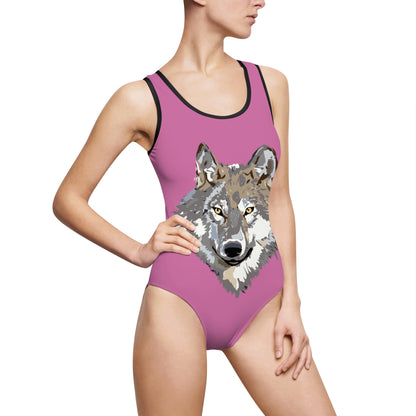 Women's Classic One-Piece Swimsuit: Wolves Lite Pink