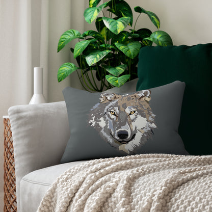 Spun Polyester Lumbar Pillow: Wolves Dark Grey