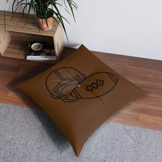 Tufted Floor Pillow, Square: Football Brown