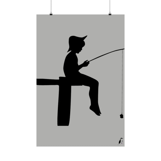 Premium Matte Vertical Posters: Fishing Lite Grey