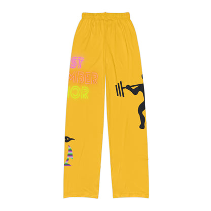 Kids Pajama Pants: Weightlifting Yellow