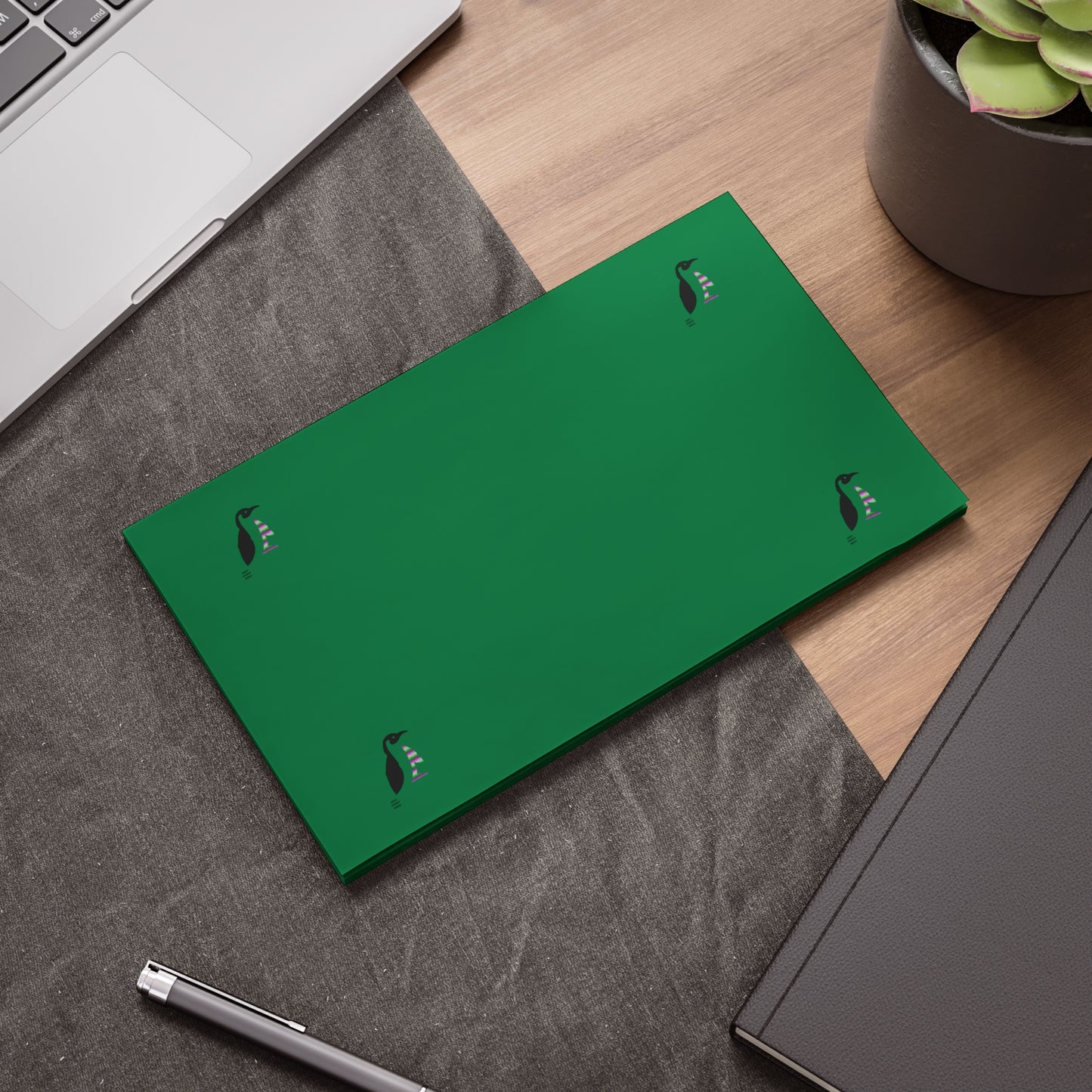 Post-it® Note Pads: Crazy Penguin World Logo Dark Green