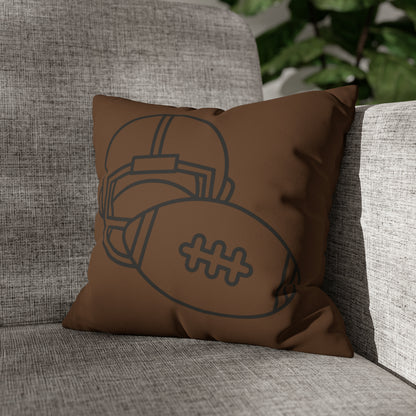 Faux Suede Square Pillow Case: Football Brown