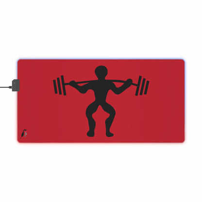 LED Gaming Mouse Pad: Weightlifting Dark Red