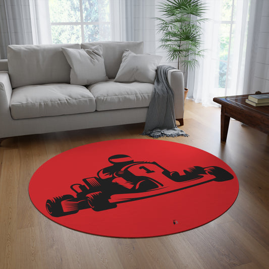 Round Rug: Racing Red