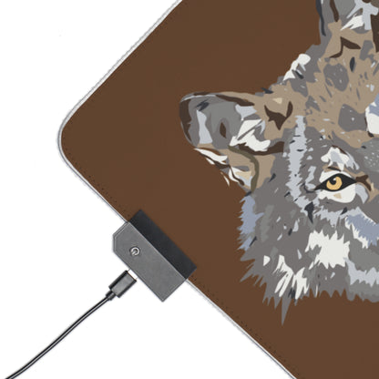 LED Gaming Mouse Pad: Wolves Brown