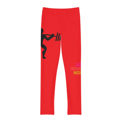 Youth Full-Length Leggings: Weightlifting Red