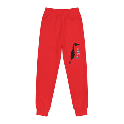 Youth Joggers: Crazy Penguin World Logo Red