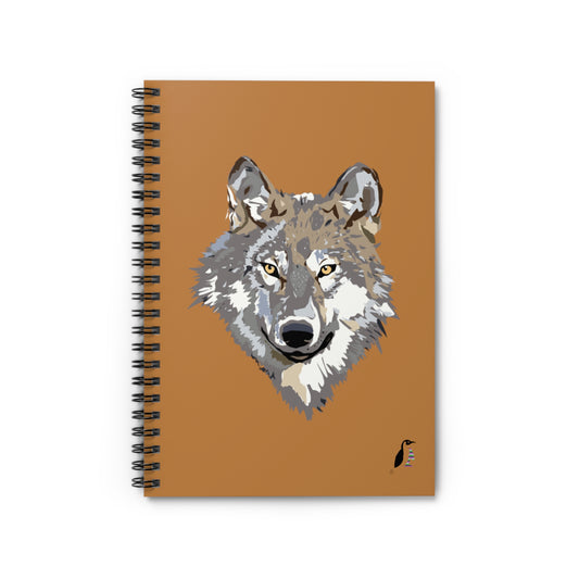 Spiral Notebook - Ruled Line: Wolves Lite Brown