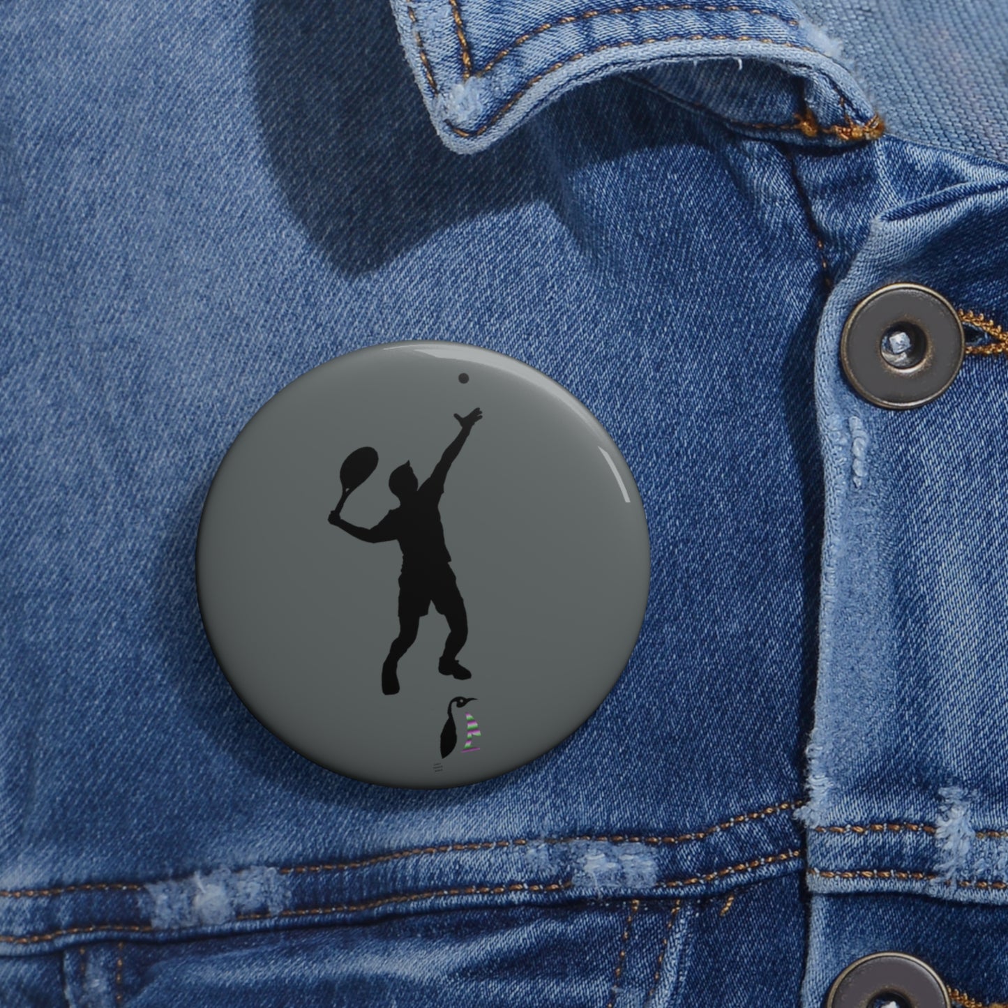 Custom Pin Buttons Tennis Dark Grey