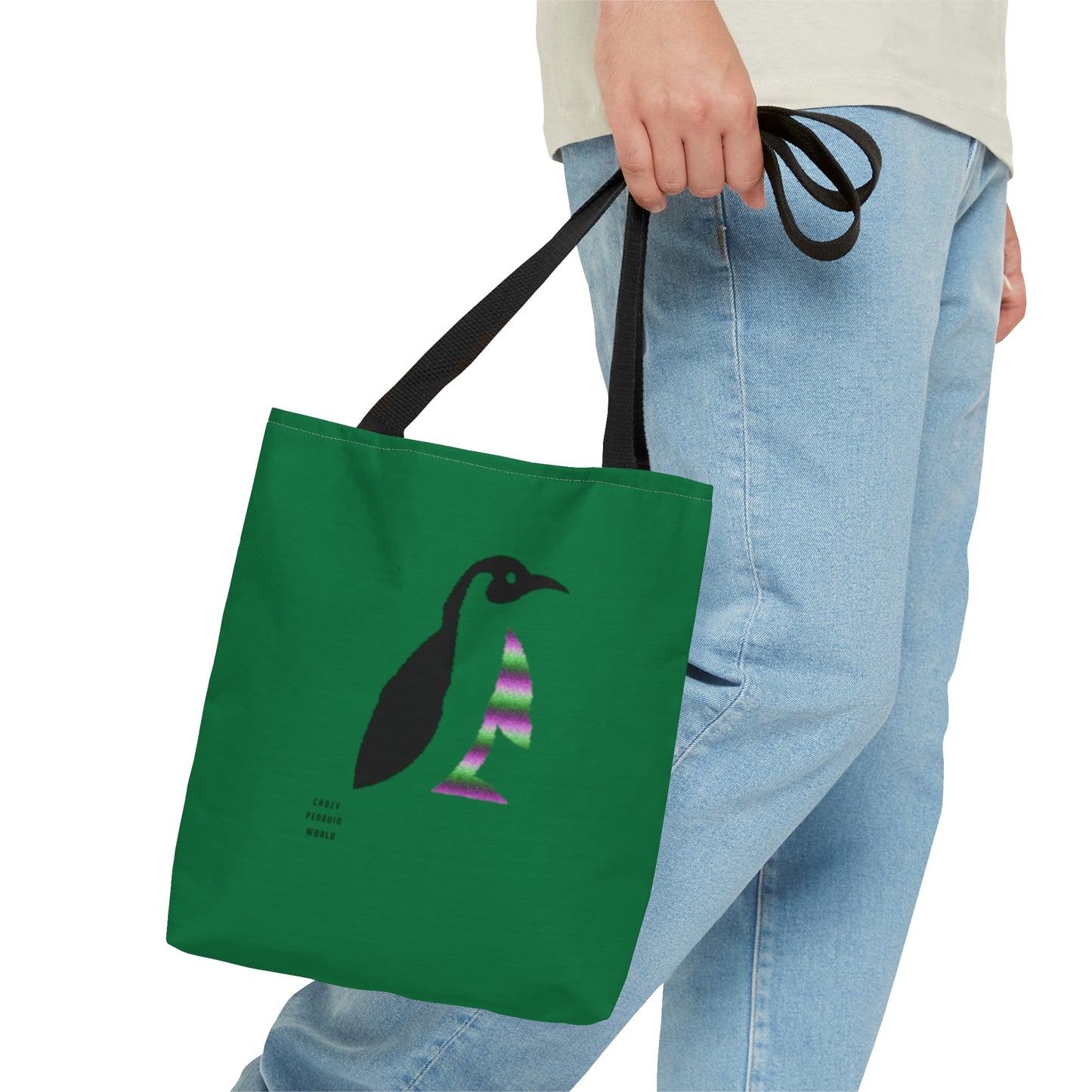 Tote Bag: Crazy Penguin World Logo Dark Green