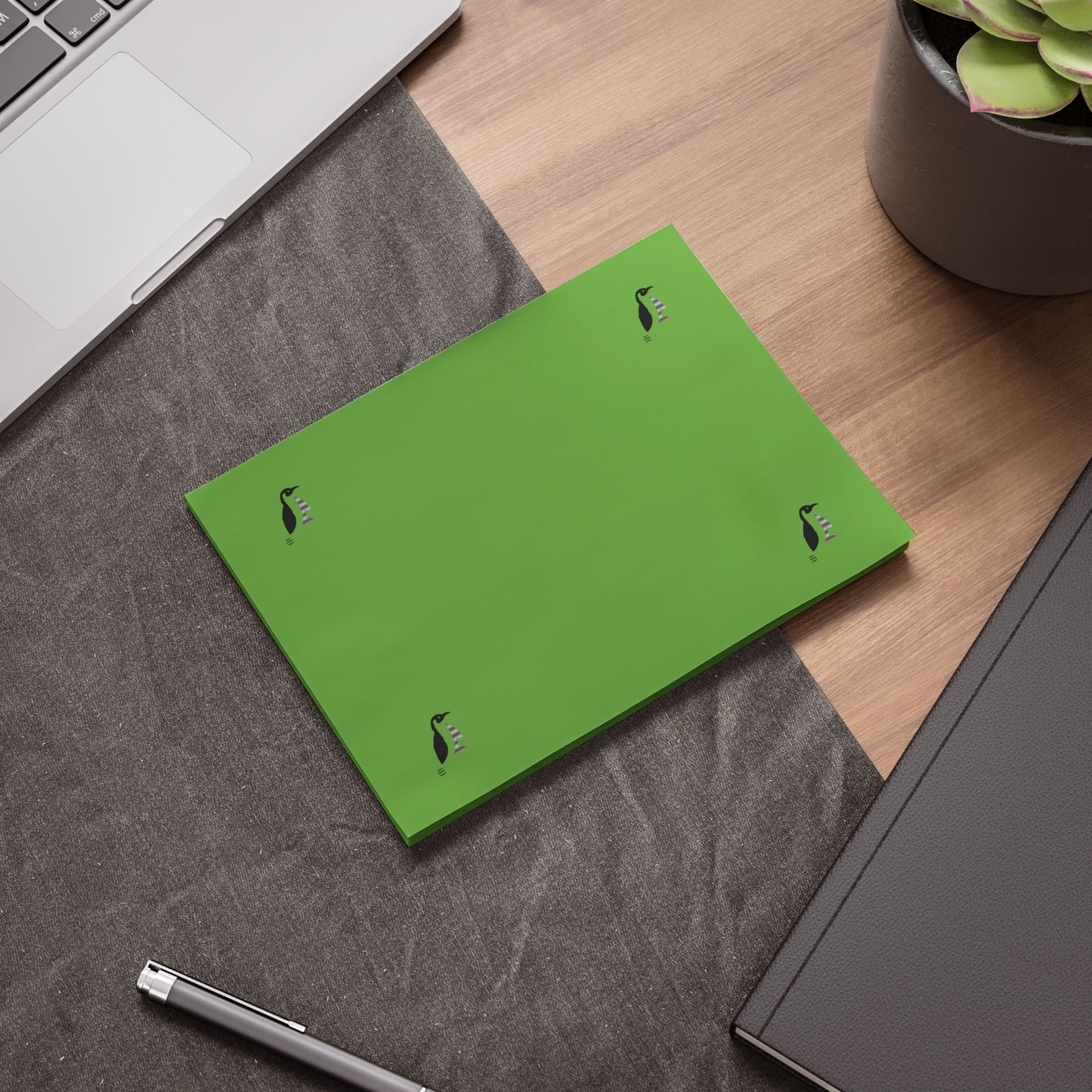 Post-it® Note Pads: Crazy Penguin World Logo Green