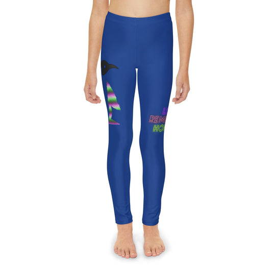 Youth Full-Length Leggings: Crazy Penguin World Logo Dark Blue