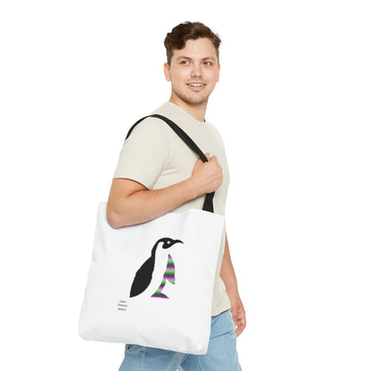 Tote Bag: Crazy Penguin World Logo White