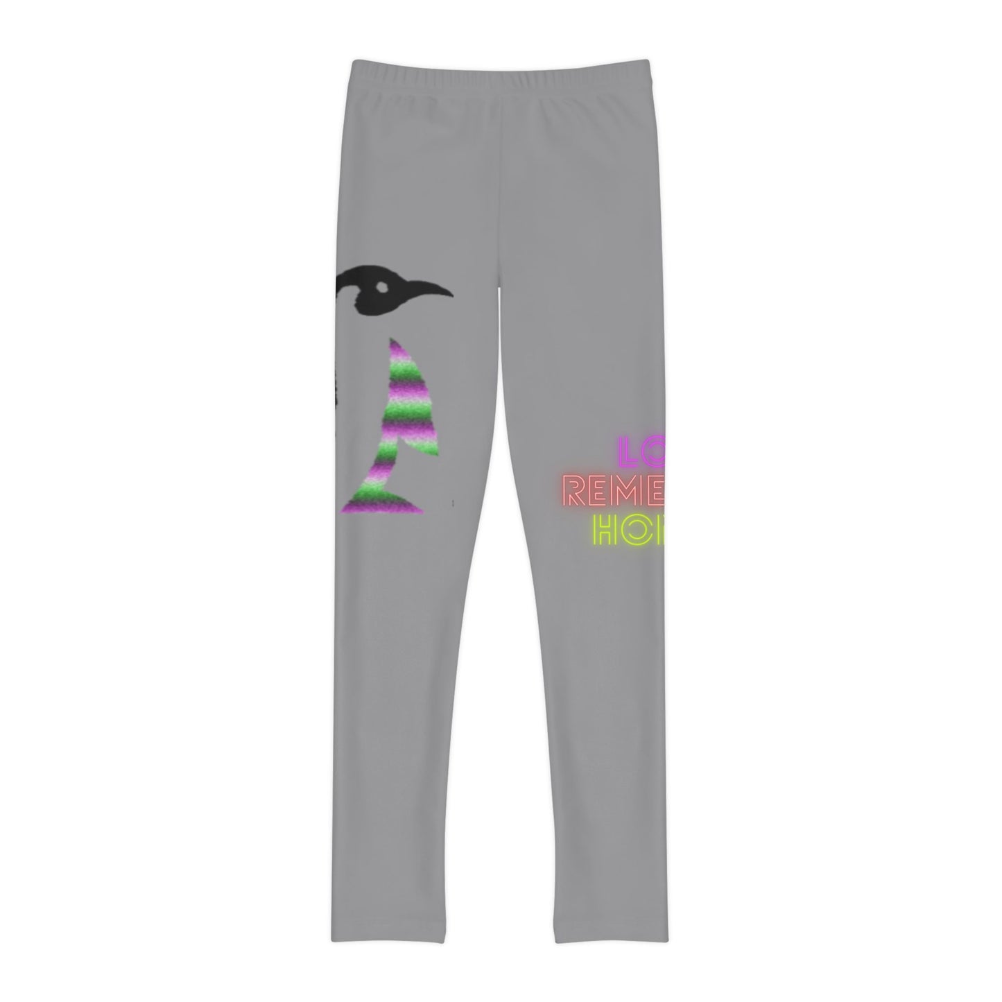 Youth Full-Length Leggings: Crazy Penguin World Logo Grey