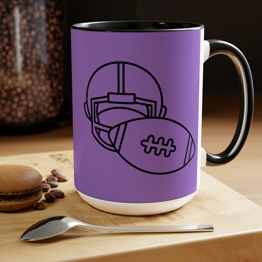 Two-Tone Coffee Mugs, 15oz: Football Lite Purple