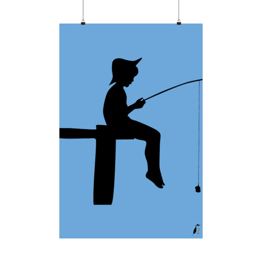 Premium Matte Vertical Posters: Fishing Lite Blue
