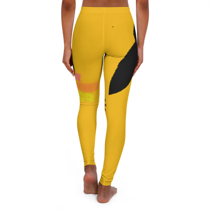 Women's Spandex Leggings: Crazy Penguin World Logo Yellow