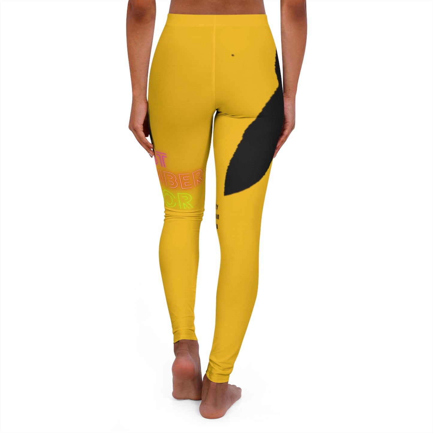 Women's Spandex Leggings: Crazy Penguin World Logo Yellow