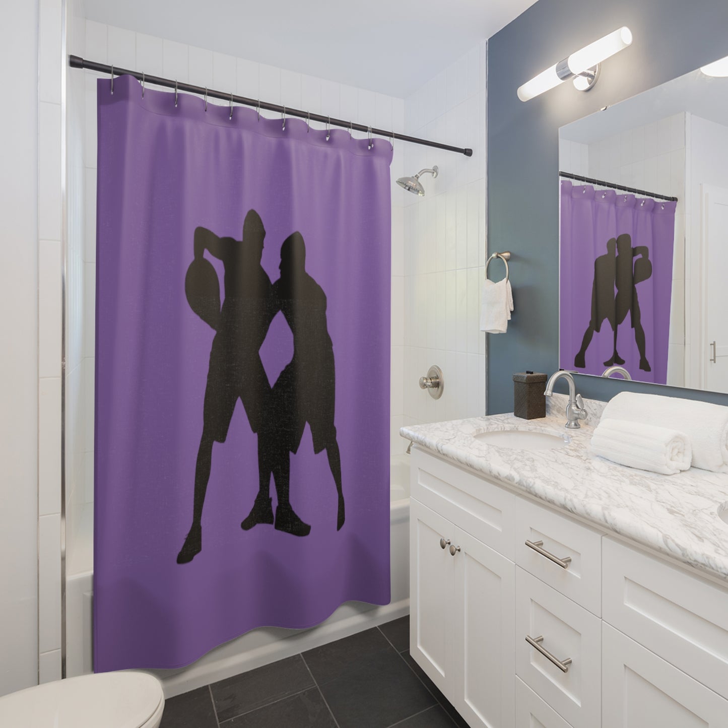 Shower Curtains: #1 Basketball Lite Purple