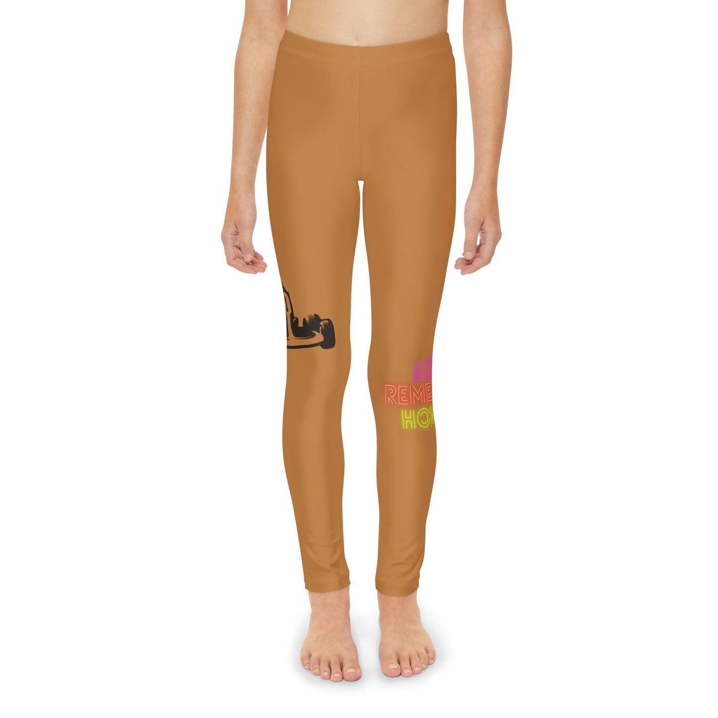 Youth Full-Length Leggings: Racing Lite Brown