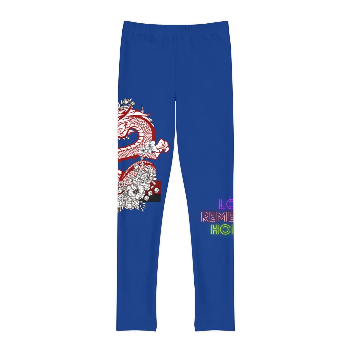 Youth Full-Length Leggings: Dragons Dark Blue