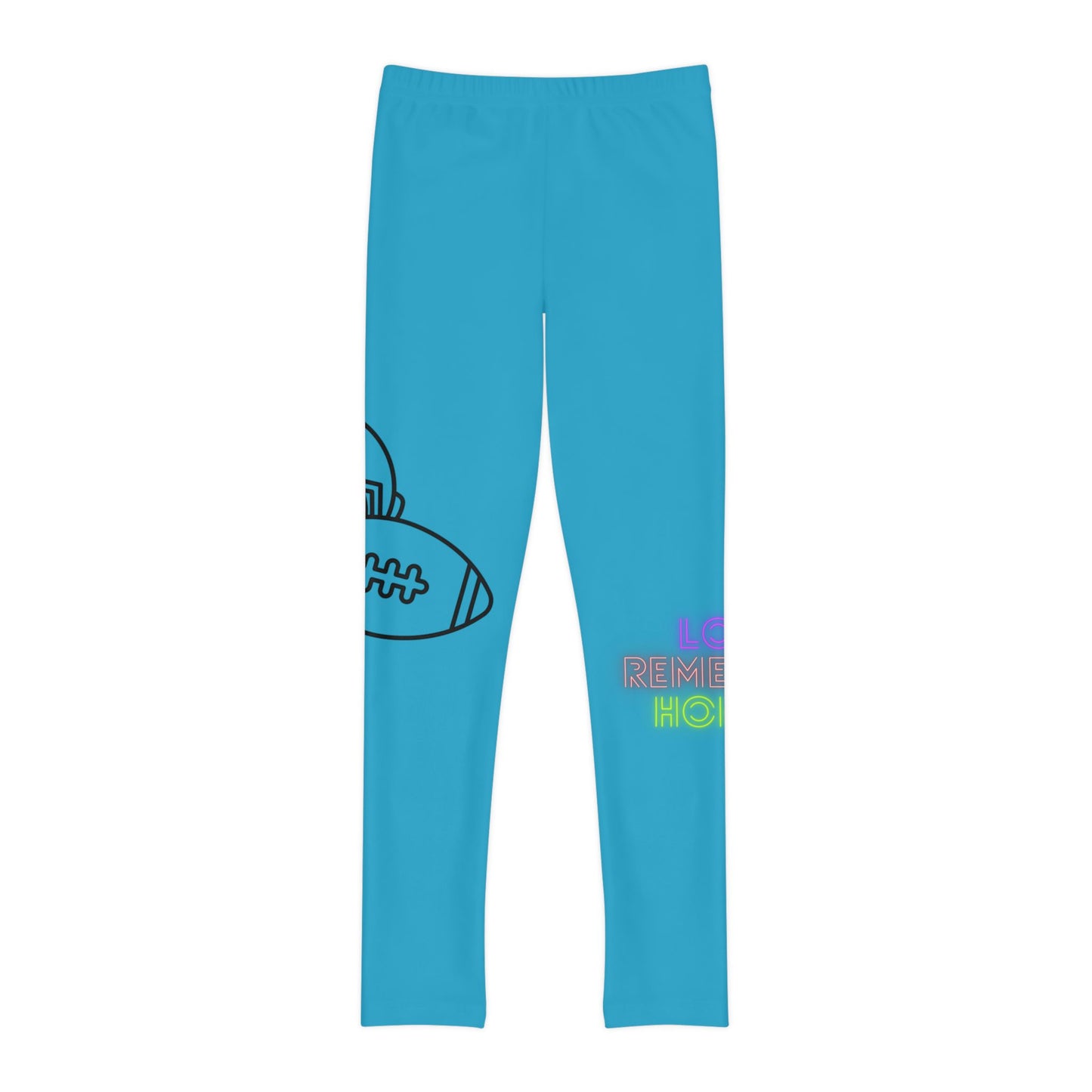 Youth Full-Length Leggings: Football Turquoise