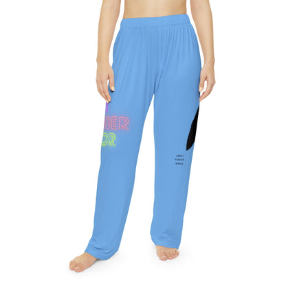 Women's Pajama Pants: Crazy Penguin World Logo Lite Blue