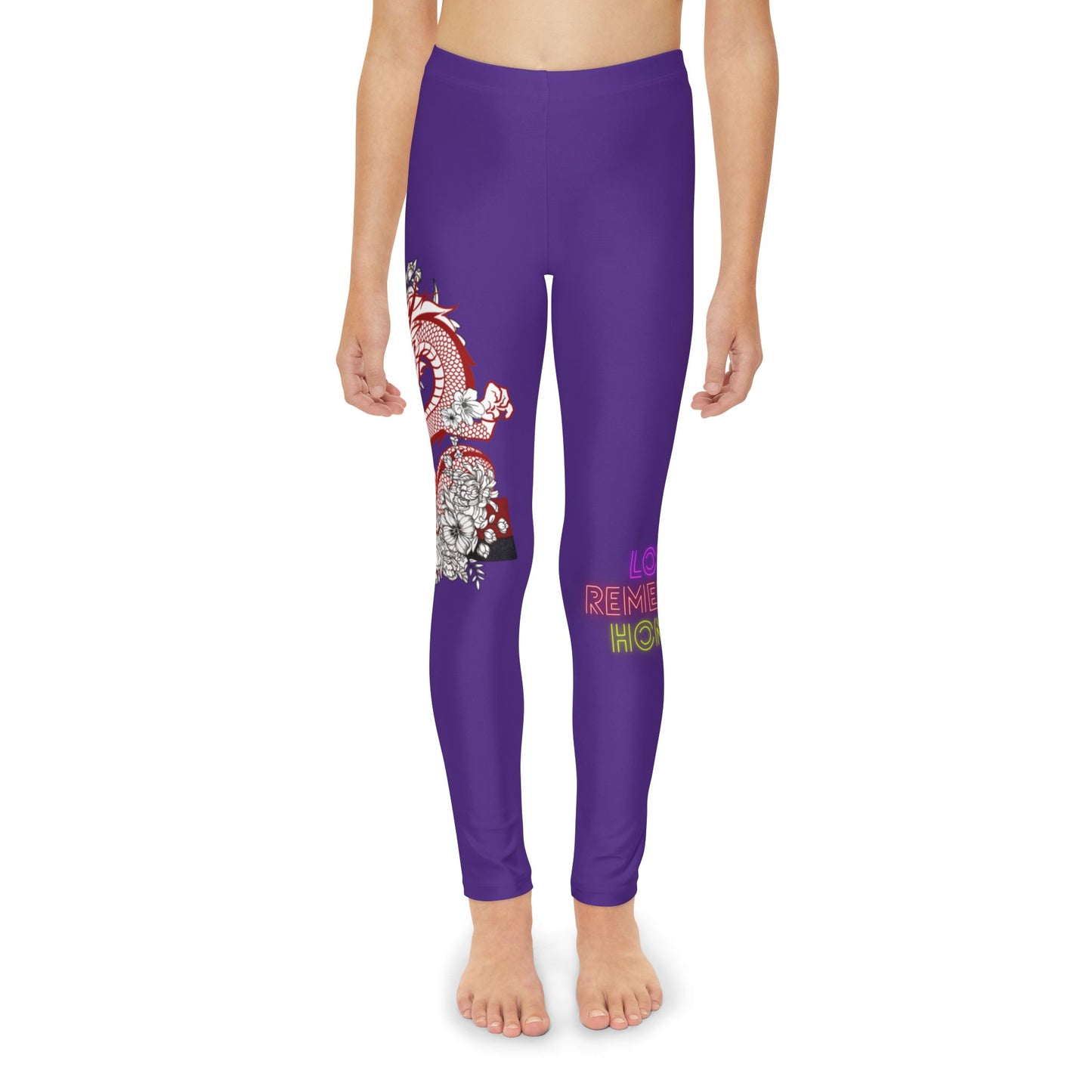 Youth Full-Length Leggings: Dragons Purple