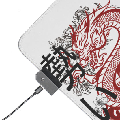 LED Gaming Mouse Pad: Dragons White