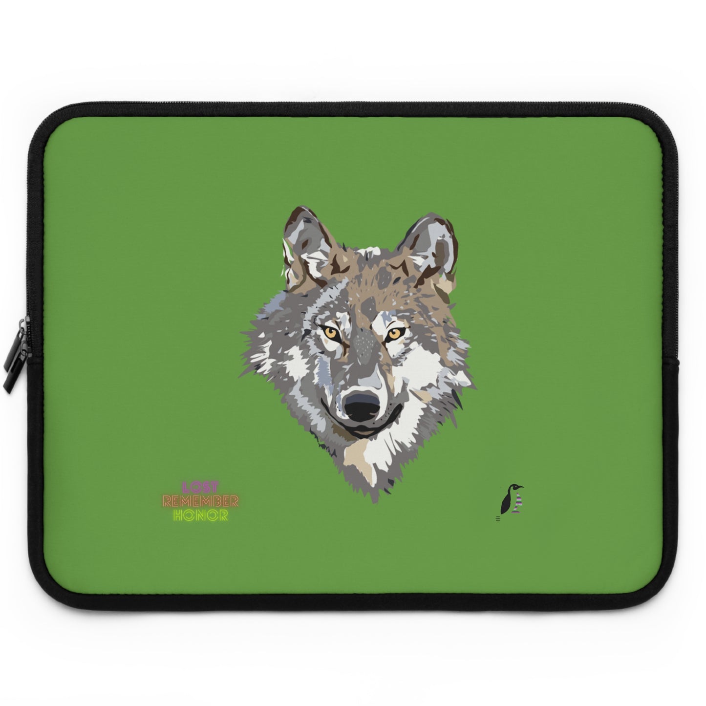 Laptop Sleeve: Wolves Green