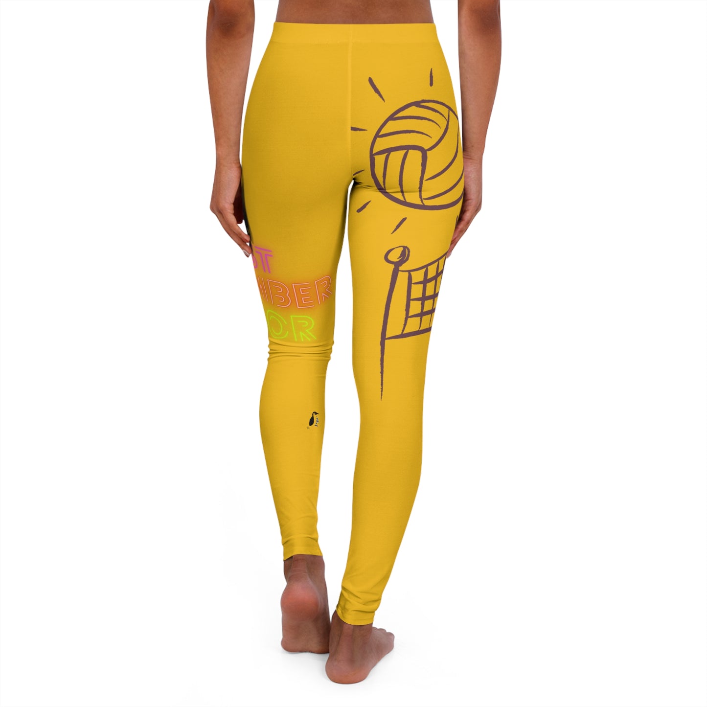 Women's Spandex Leggings: Volleyball Yellow