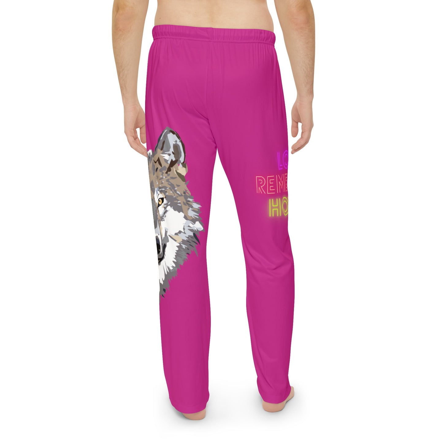 Men's Pajama Pants: Wolves Pink