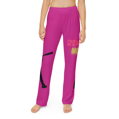 Kids Pajama Pants: Baseball Pink