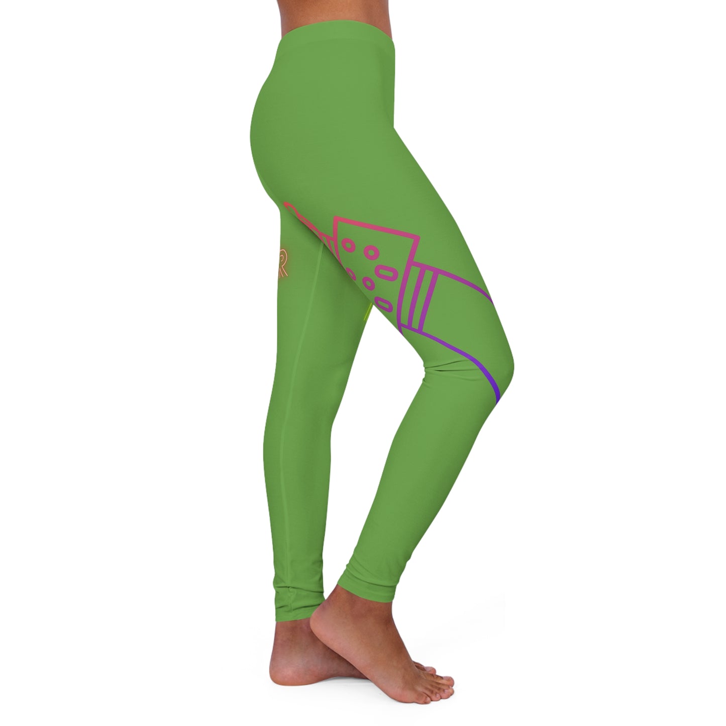 Women's Spandex Leggings: Music Green