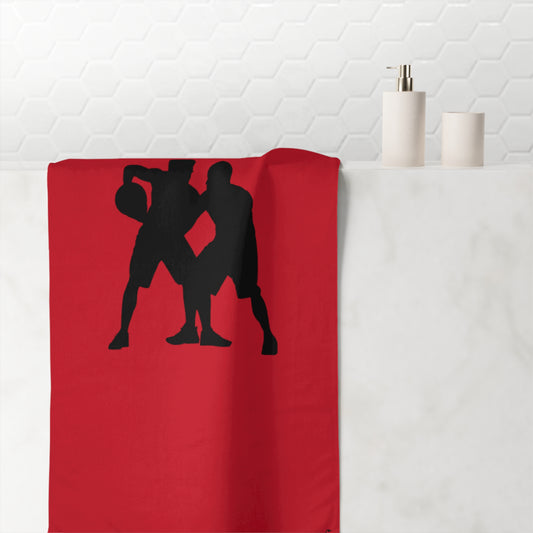 Mink-Cotton Towel: Basketball Dark Red