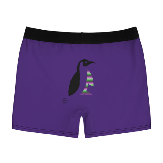 Men's Boxer Briefs: Crazy Penguin World Logo Purple