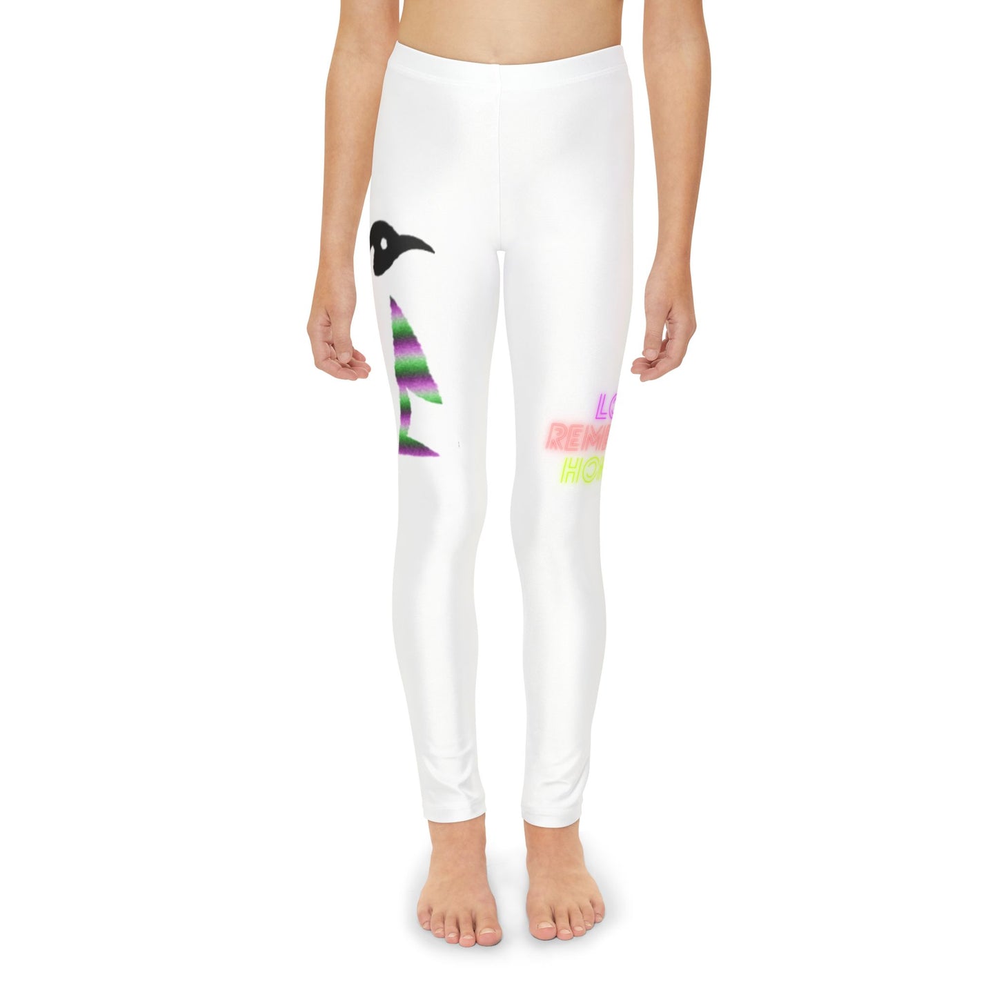 Youth Full-Length Leggings: Crazy Penguin World Logo White