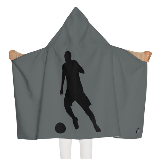 Youth Hooded Towel: Soccer Dark Grey