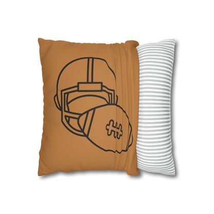 Faux Suede Square Pillow Case: Football Lite Brown