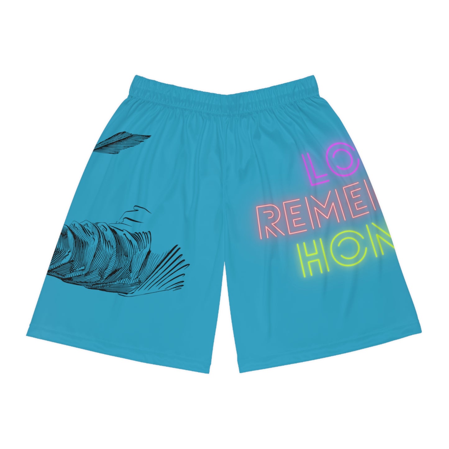 Basketball Shorts: Writing Turquoise