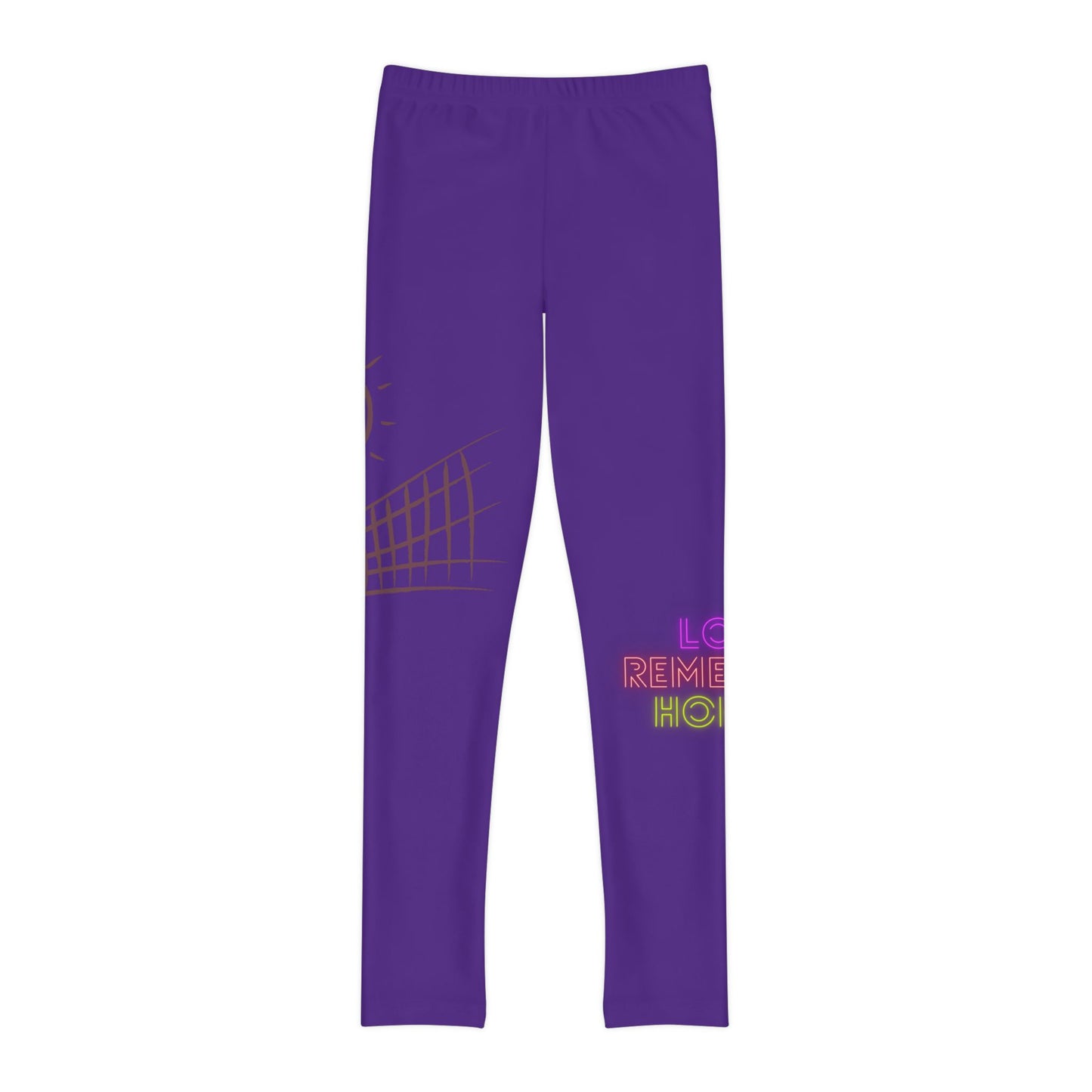 Youth Full-Length Leggings: Volleyball Purple