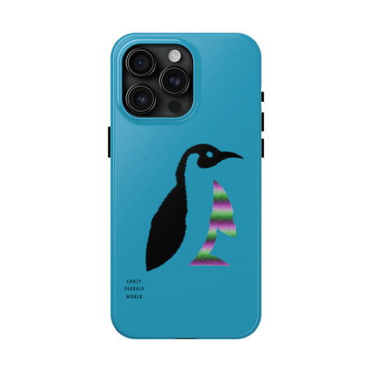 Tough Phone Cases (for iPhones): Crazy Penguin World Logo Turquoise