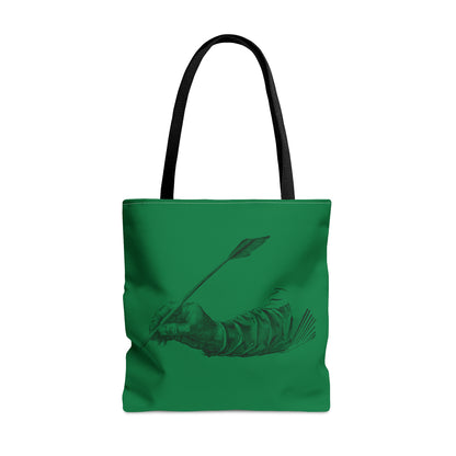 Tote Bag: Writing Dark Green