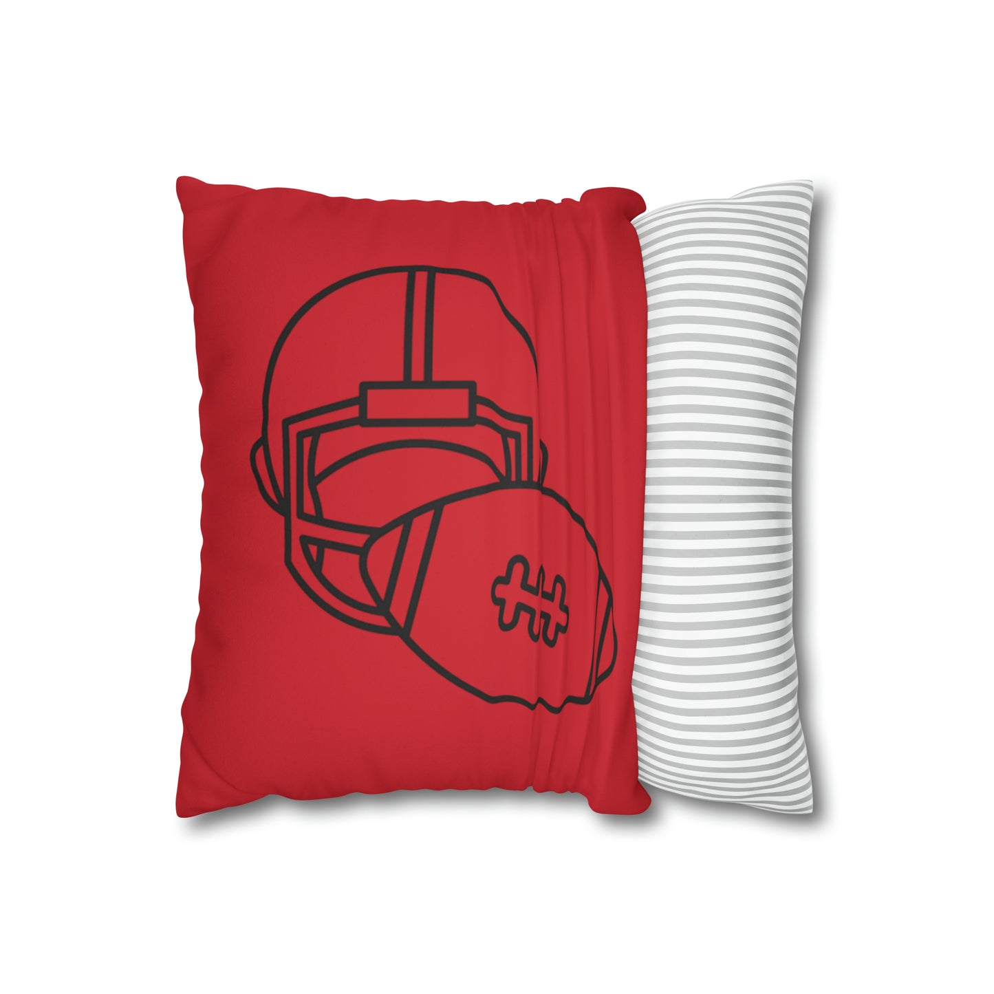 Faux Suede Square Pillow Case: Football Dark Red