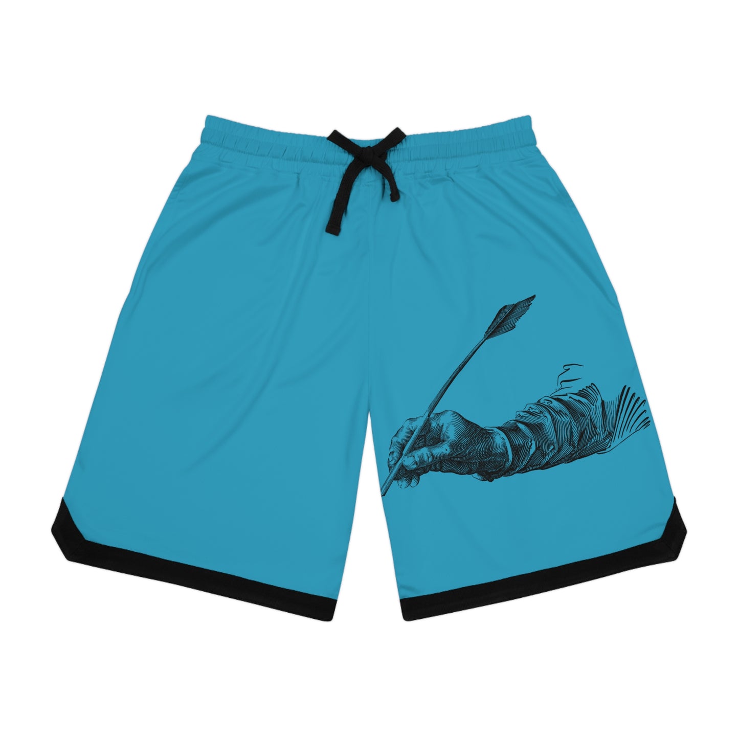 Basketball Rib Shorts: Writing Turquoise