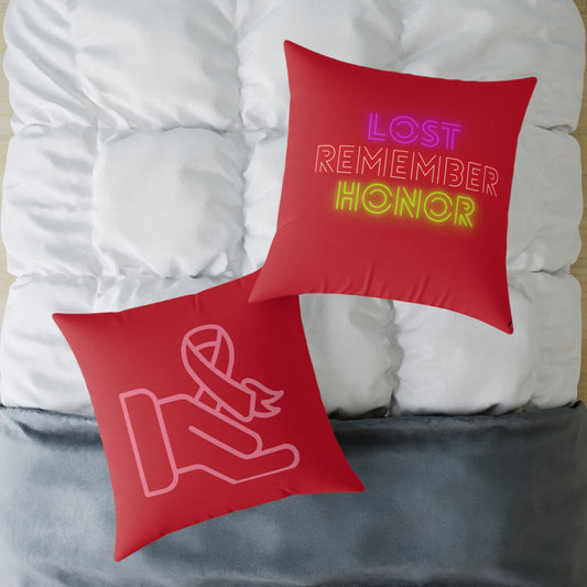 Spun Polyester Pillow: Fight Cancer Dark Red