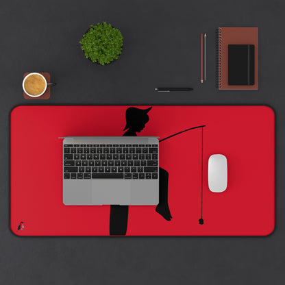 Desk Mat: Fishing Dark Red