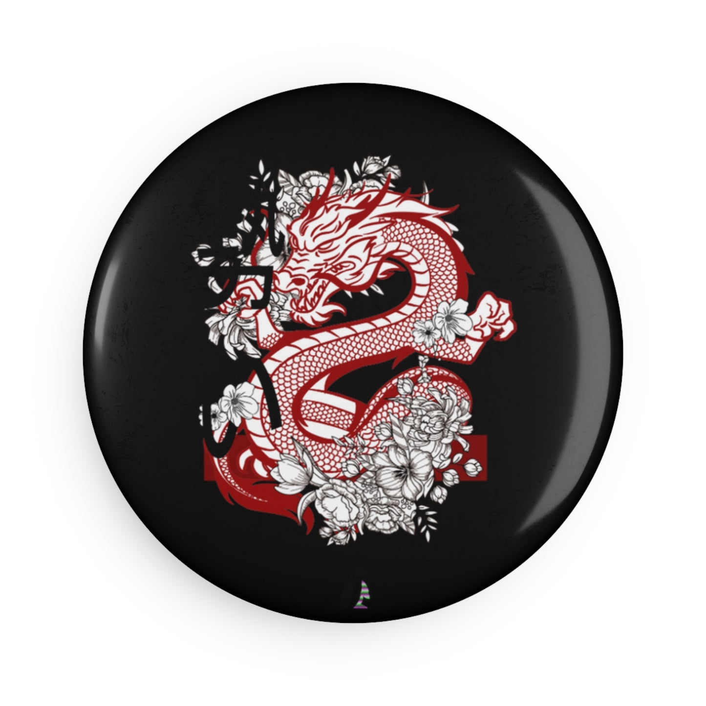 Button Magnet, Round (1 & 10 pcs): Dragons Black