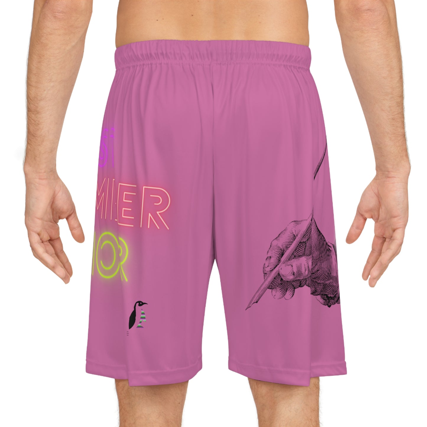 Basketball Shorts: Writing Lite Pink